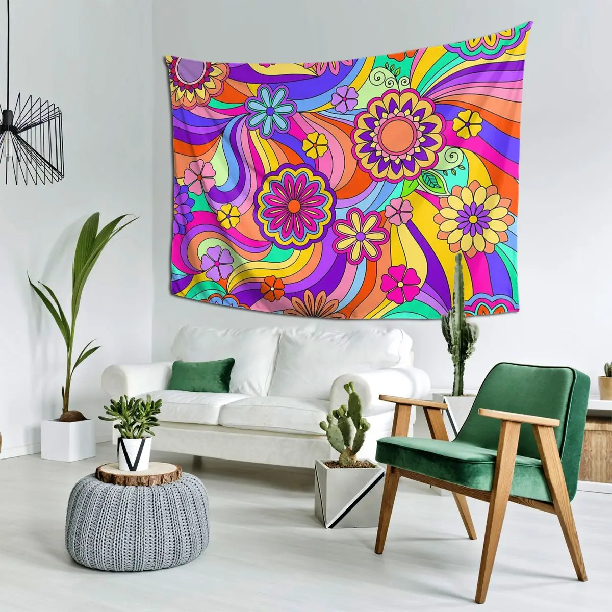 

Groovy Psychedelic Flower Power Tapestry Wall Hanging Aesthetic Home Decoration Tapestries for Dorm Room