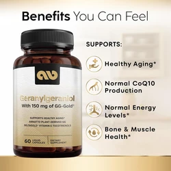 High quality geraniol supplement - GG Gold 150mg - suitable for heart health and coenzyme Q10 production -60 capsules