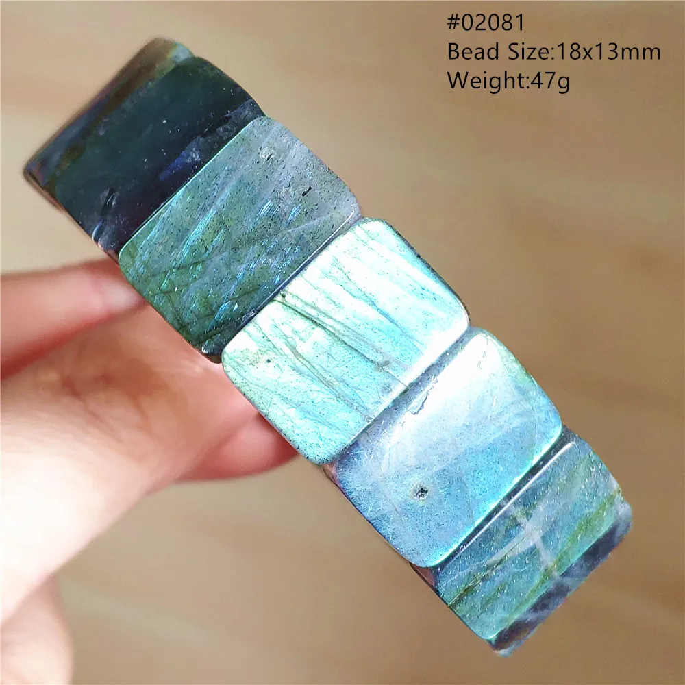 Natural Colorful Labradorite Rectangle Beads Bracelet Fashion Women Men 18x13mm Purple Blue Labradorite Rectangle Beads AAAAAA