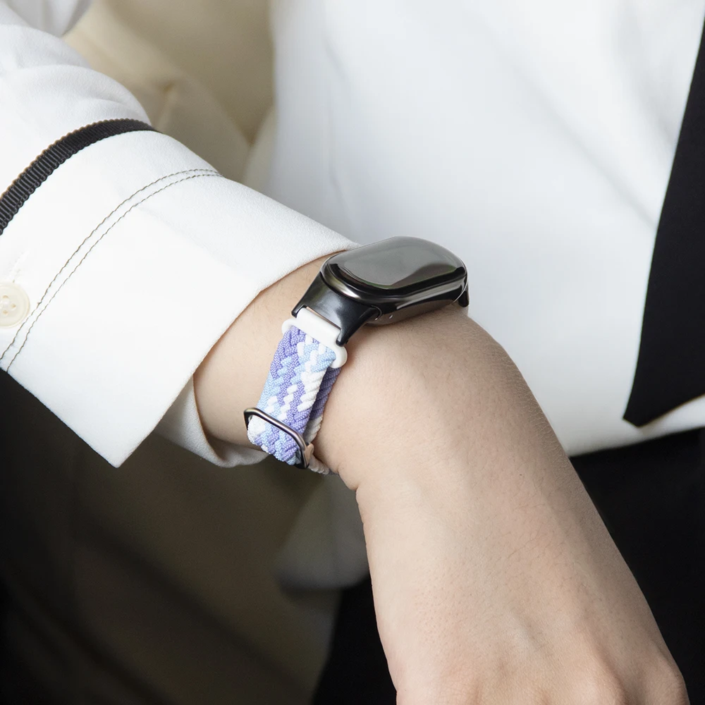 สายรัดแบบถักทดแทนสำหรับสร้อยข้อมือเสี่ยวหมี่ Mi Band 8 แบบปลดเร็ว ทนทาน ทำจากไนลอน ปรับได้ สายนาฬิกาอัจฉริยะสำหรับผู้ชายและผู้หญิง