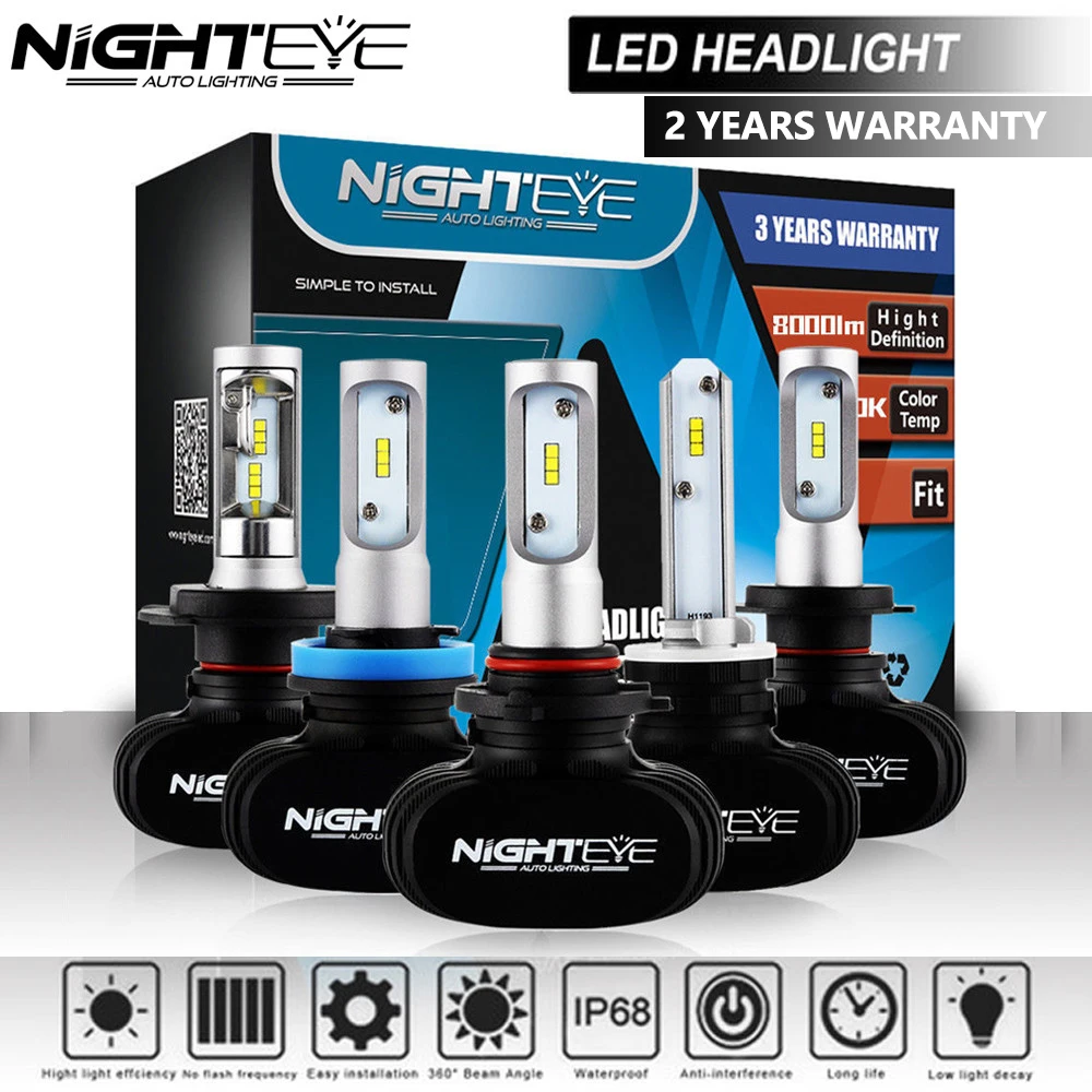 

NIGHTEYE Car Headlights Auto Lighting 6500K LED Headlight Bulbs Car White H1 H4 Fog Lamps 9005 HB3 9006 HB4 H7 H11 8000LM 50W