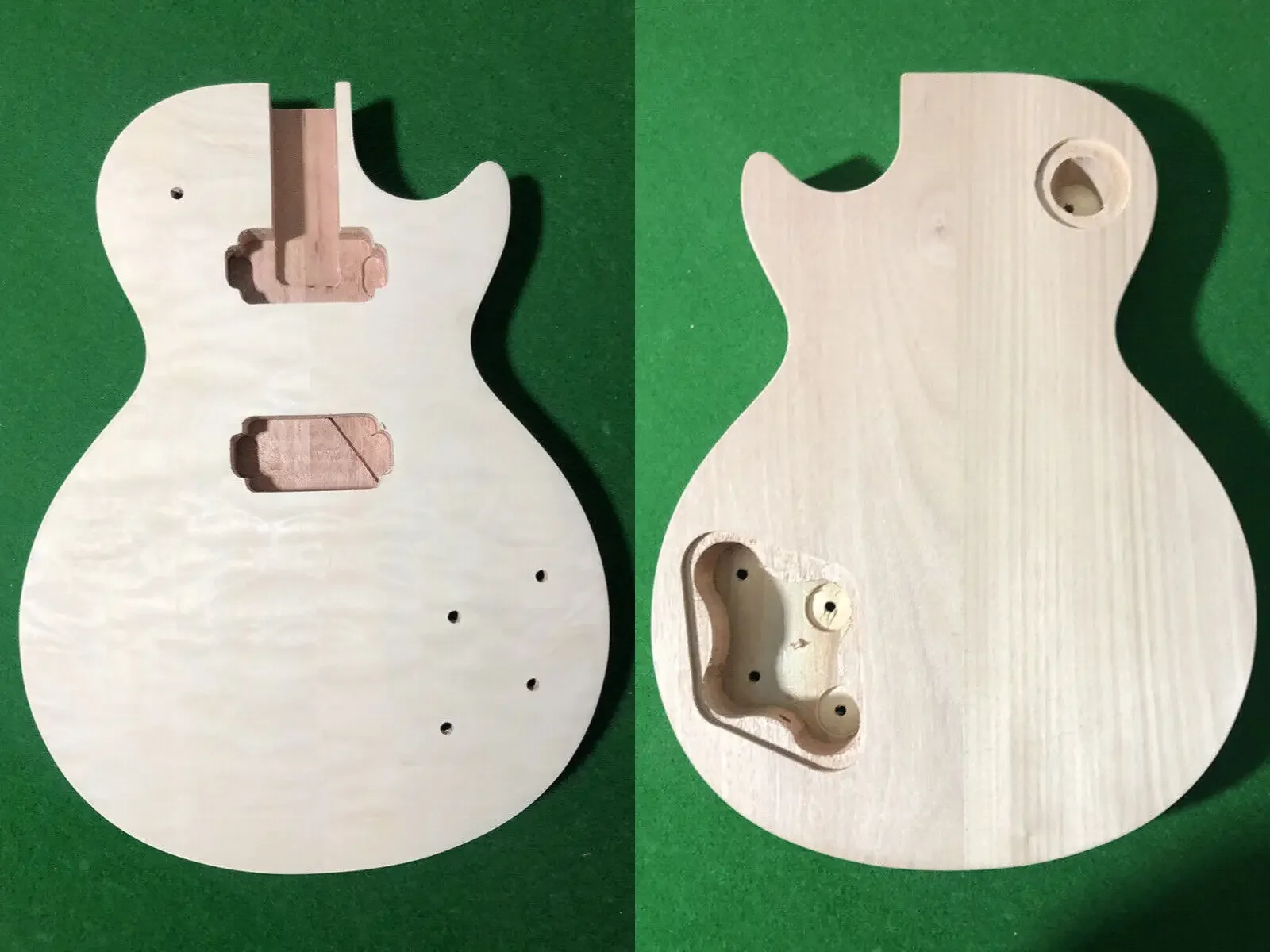 

Electric Guitar Body Bottom Quilted Maple Cap humbucker Style Pickup Set In Heel Unfinished Guitar Parts Perforated DIY Project