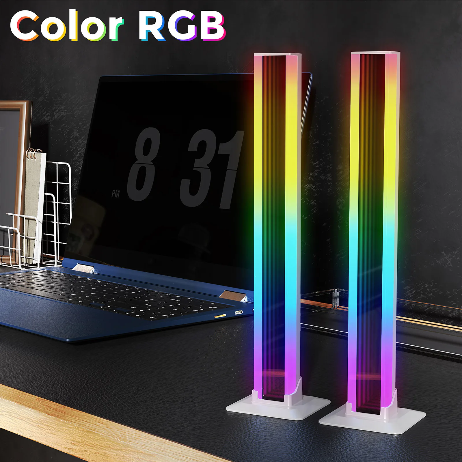 Imagem -02 - Rgb Led Desktop Floor Lamp Barras de Luz Noturna Música Rhythm Luzes Atmosféricas Backlight para Gaming Room Decoração Lâmpada Pcs