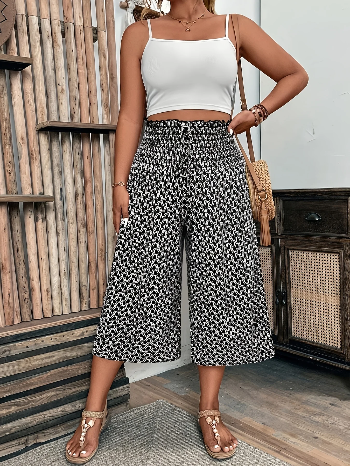 

New Women's Casual Polka Dot Pants, Fashionable Loose High-Waisted Slimming Wide-Leg Pants