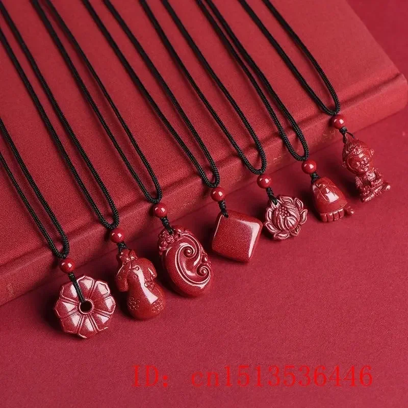 Fashion Cinnabar Jade Carving Dragon Pendant Necklace Jewellery Chinese Healing Women Man Luck Gift Sweater Chain