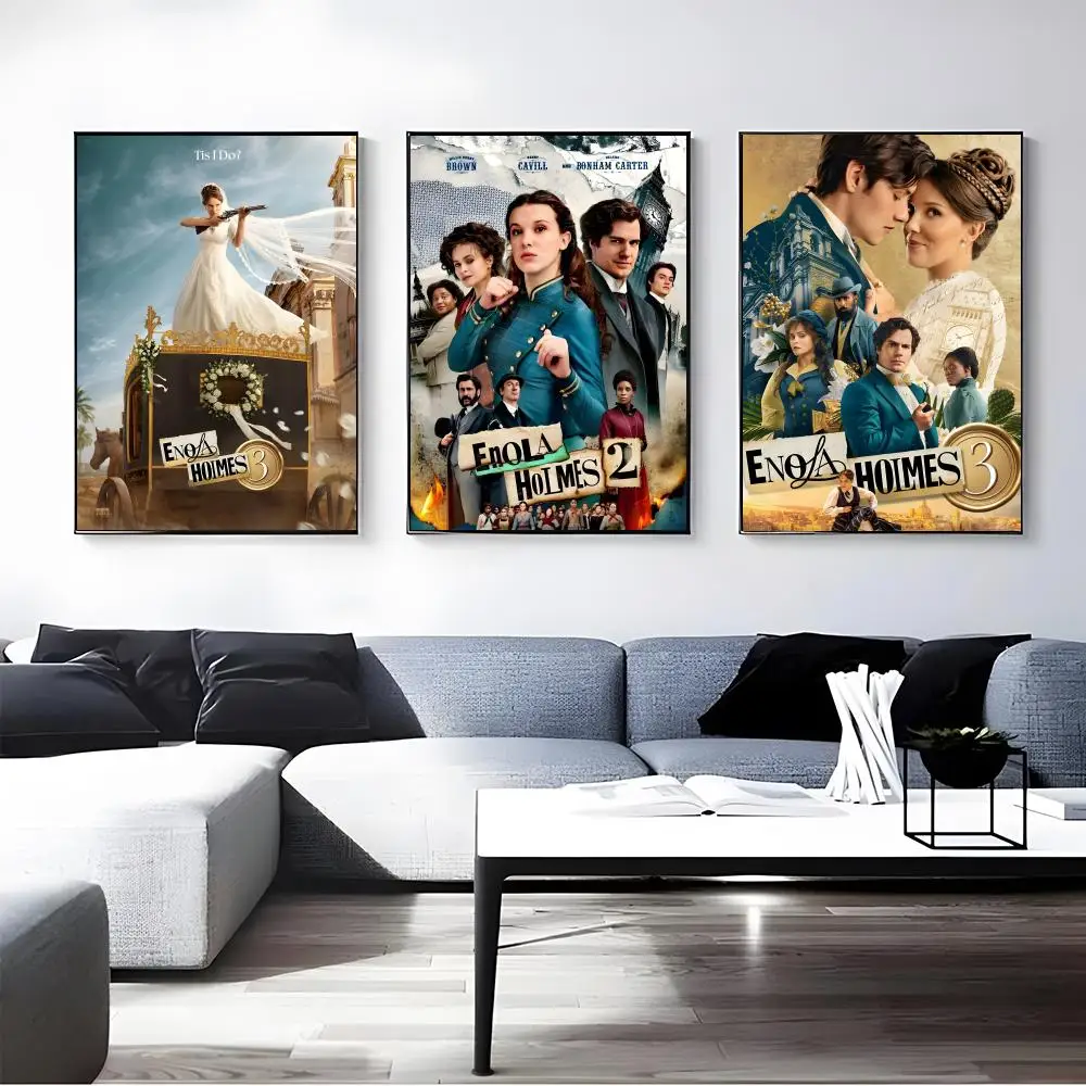 Movie Enola Holmes 3 Poster Self-adhesive Art Waterproof Paper Sticker Coffee House Bar Room Wall Decor