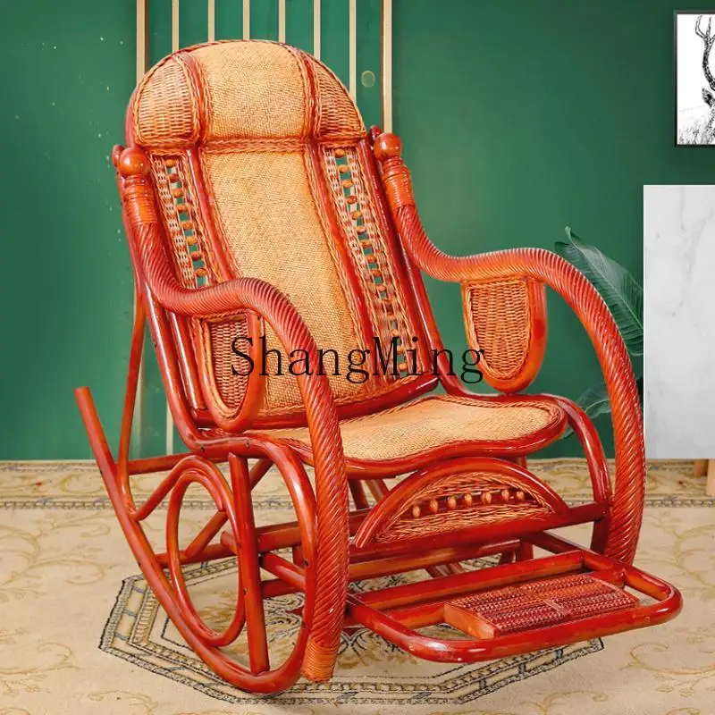 

ZJH rattan chair leisure chair rattan adult recliner balcony household rattan wood Haruka chair