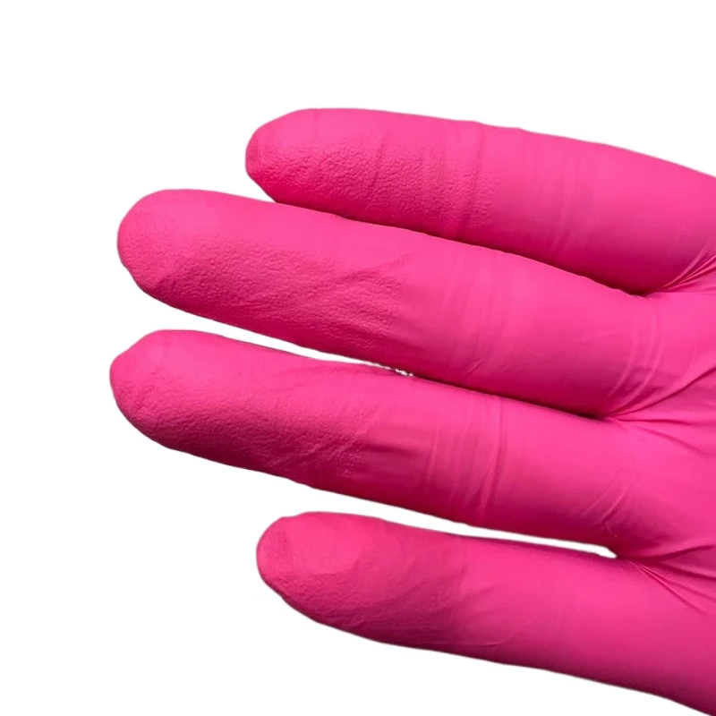 Fuchsia Nitrile Disposable Gloves Pink 20/50/100PCS Powder Latex Free Cleaning Gloves For Beauty Hair Dye Esthetician Nail Salon