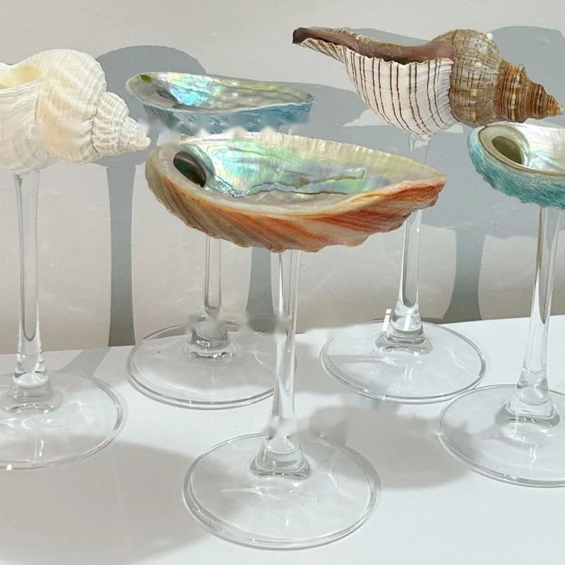 Wine Glass Wedding Wine Glass Conch Shell Ins Home Picnic Conch Shell Tall Cup Bar Wine Set Home Decoration Birthday Party Gifts