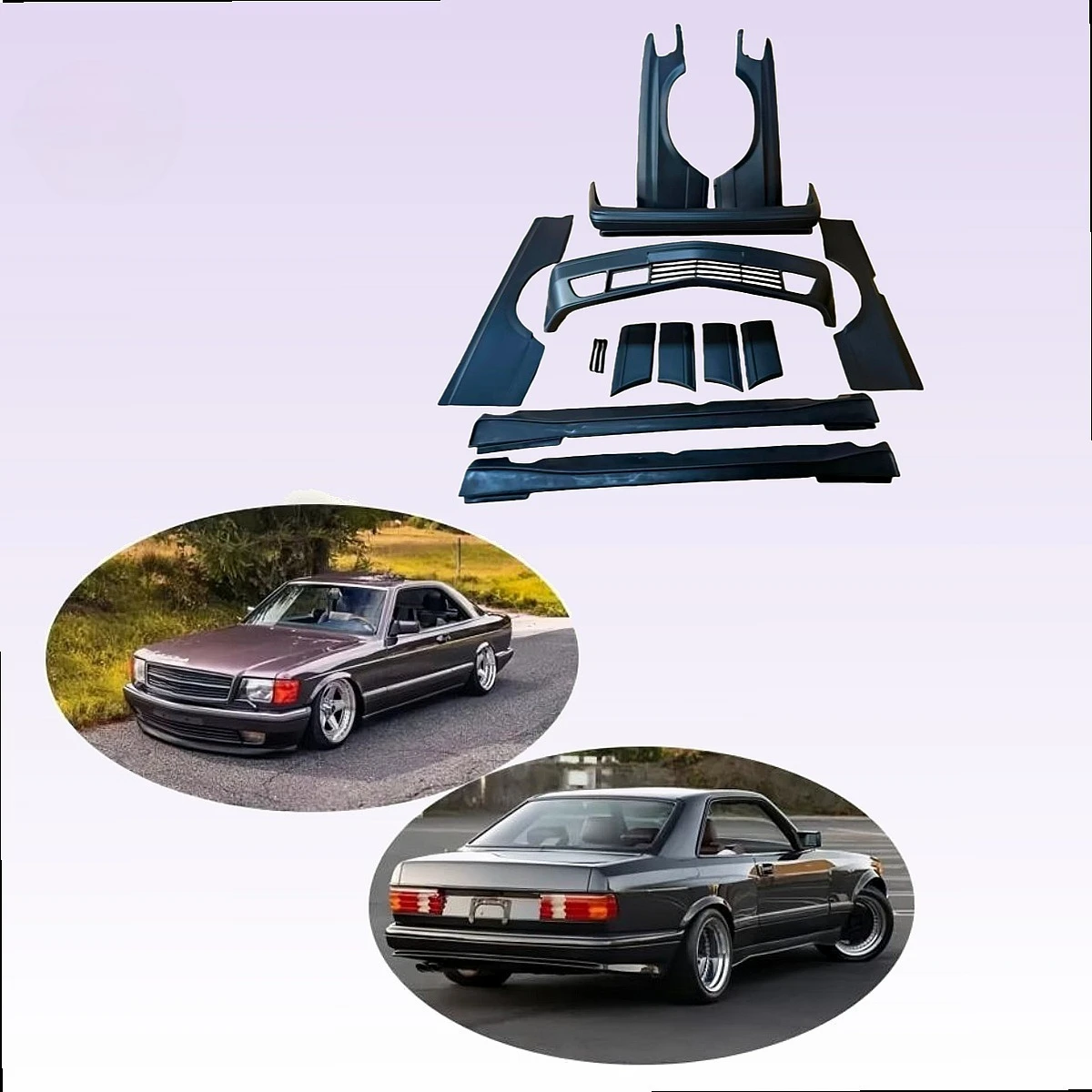 FOR 1981-1991  W126 Widebody Kit 10pcs  Style Front Bumper Cover