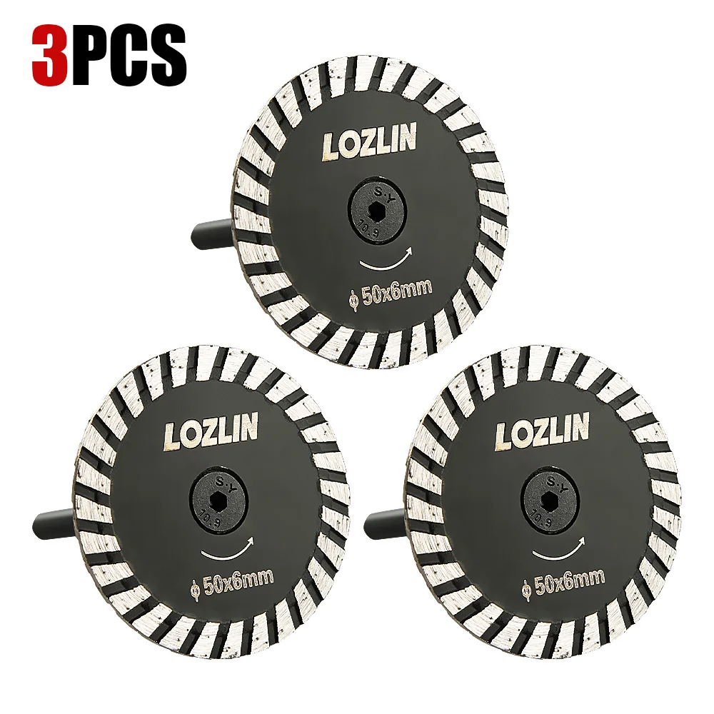 LOZLIN 50mm Diamond Saw Blade Engraving Removable Round Shank Mini Carving Grinding Disc Glass Carving Ceramic Crystal Tile Disc