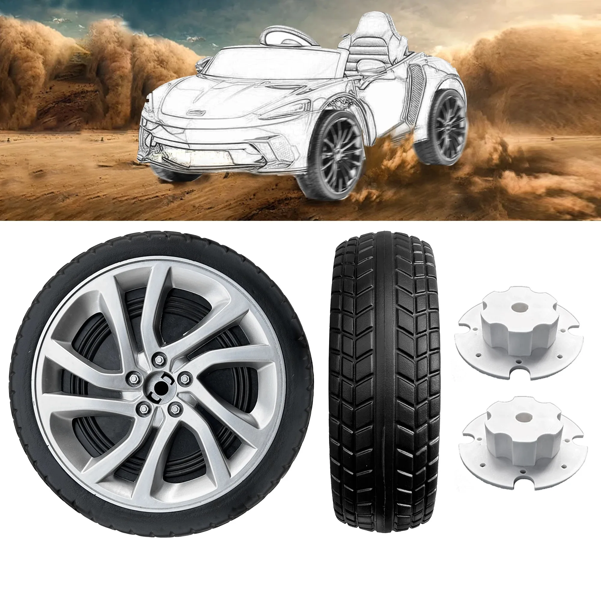 25CM/10'' PU Solid Rubber Tire Wheels for Children Electric Ride on Toy Car Power Wheels Replacement Accessories
