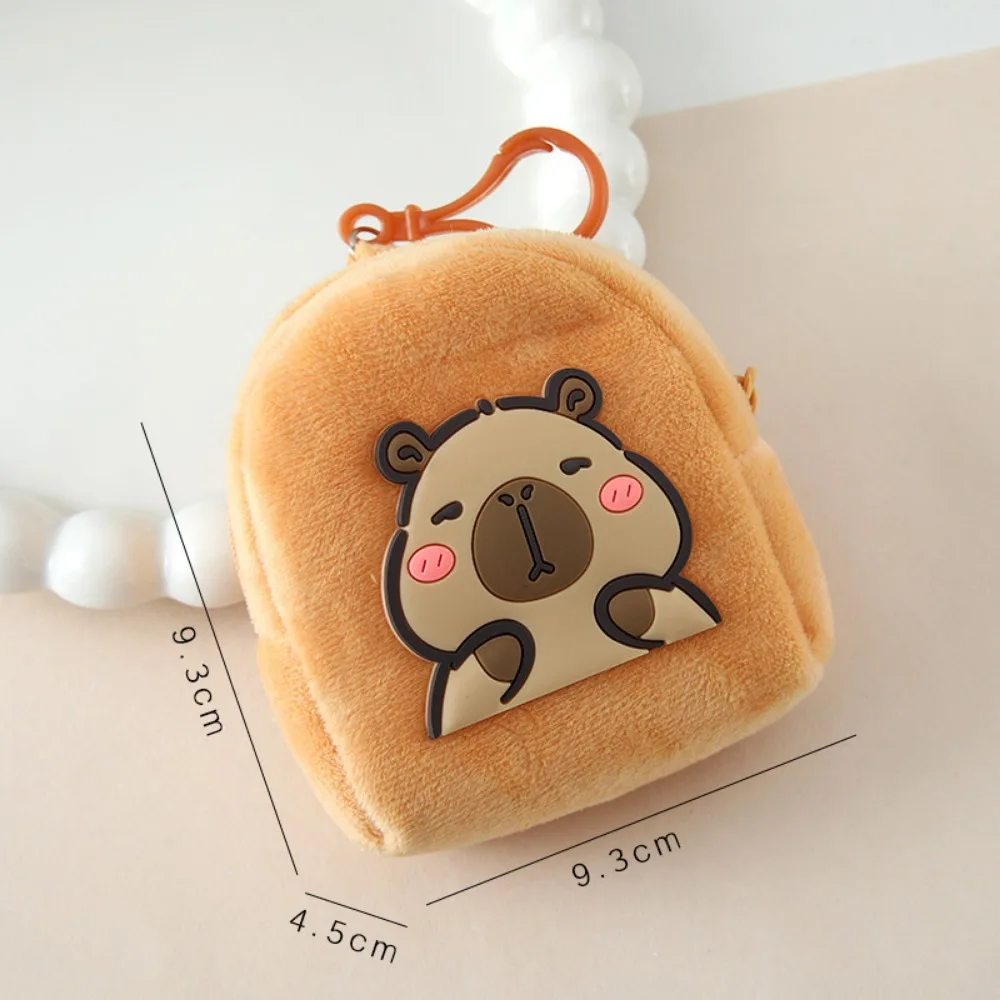 Cute Mini Capybara Coin Purse Round Zipper Wallet Cartoon Pouch Pendant Headphone Storage Bag