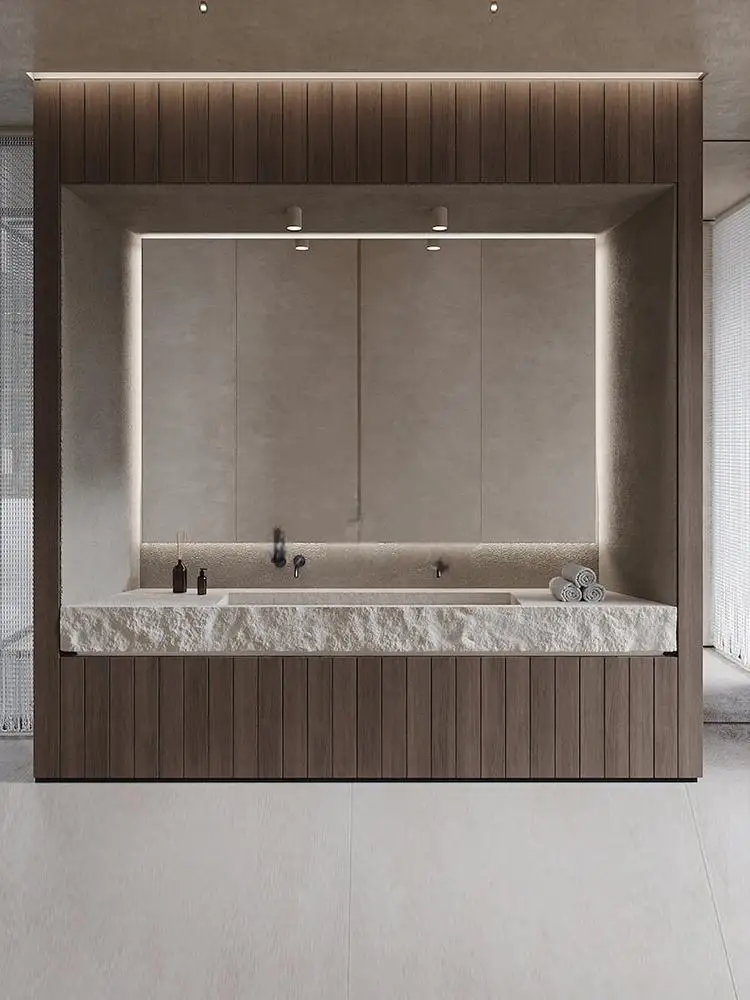Any Vintage Travertine Double Undermount Sink Luxury Natural Stone Bathroom Vanity Cabinet Villa Home Furniture High