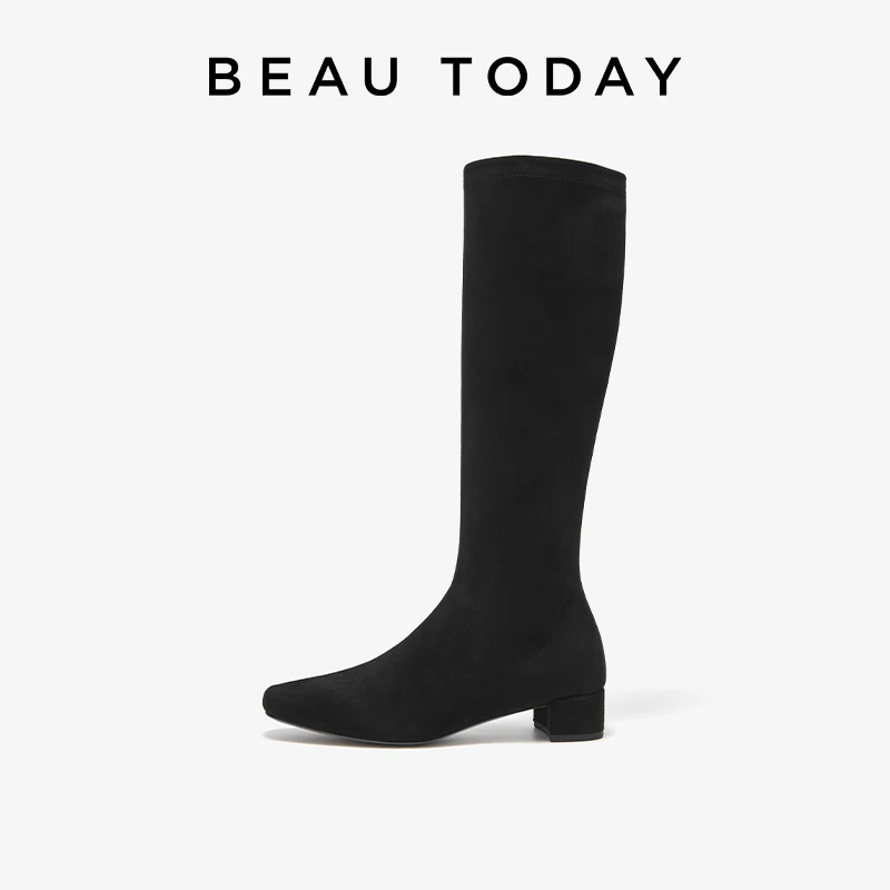 BEAUTODAY Long Boots Women Stretch Fabric Sock Boots Round Toe Slip-on Ladies Over knee High Shoes Handmade 01285