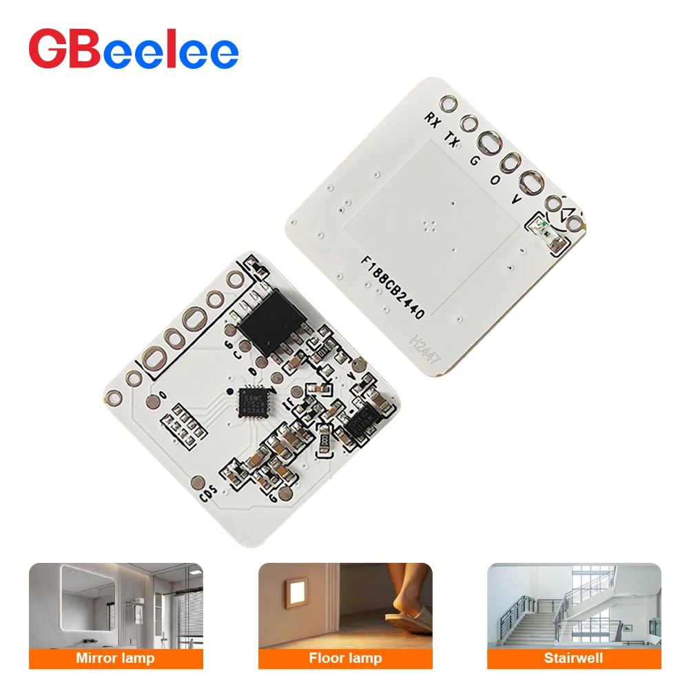 50個 5.8GHz マイクロ波レーダーセンサーモジュール 電源干渉に耐性のある 検知半径3-5M アナログシリアルポート AD機能