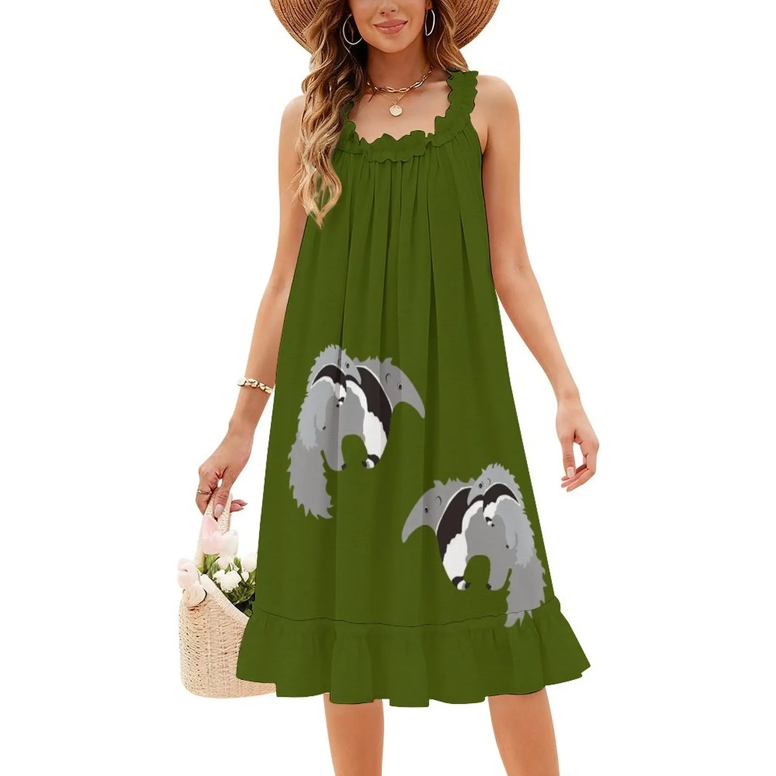 فستان عملاق للأم والطفل باللون الأخضر على الطراز الكوري للنساء فستان كاجوال أنيق للحفلات أو الارتداء اليومي للأم العملاقة #4