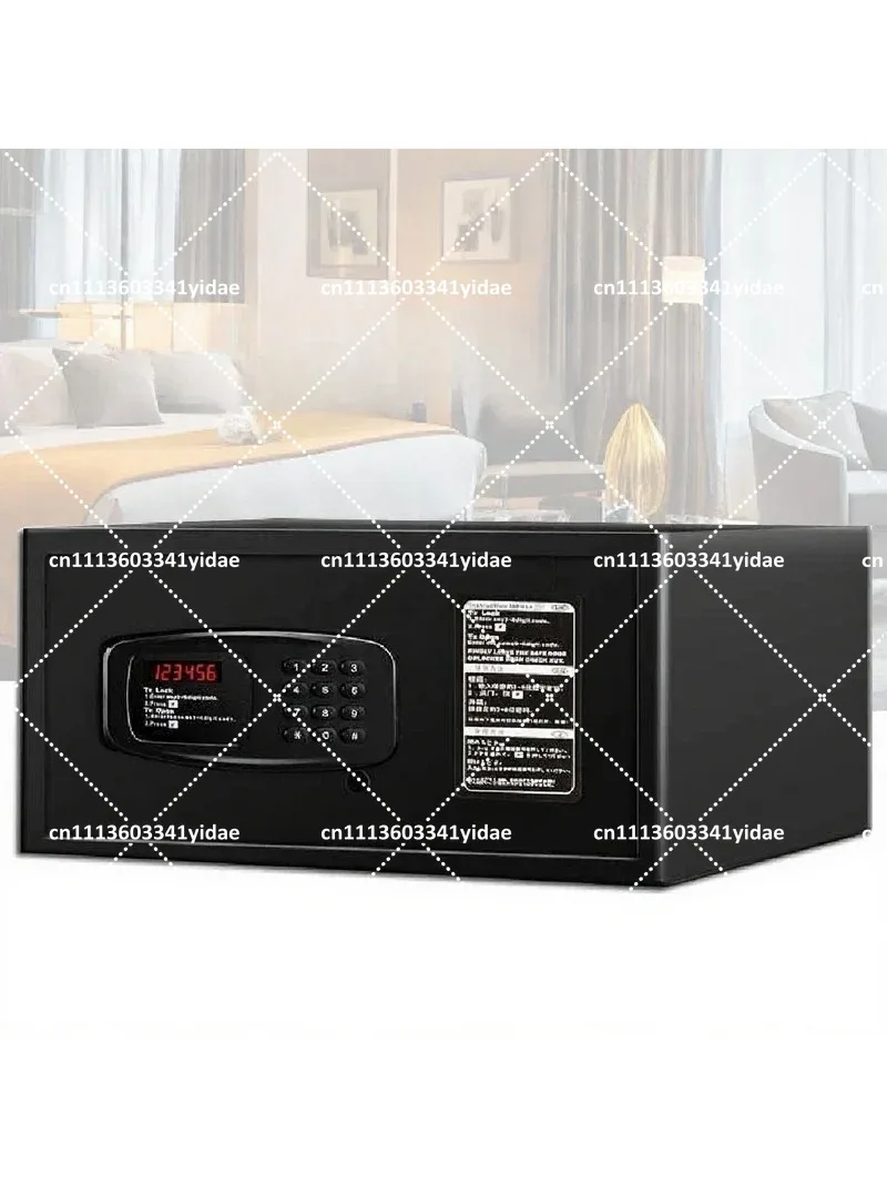 Household Hotel Small Safe Box with Side Door, Password Key Lock, Anti Theft Full Steel Plate Security Deposit Box