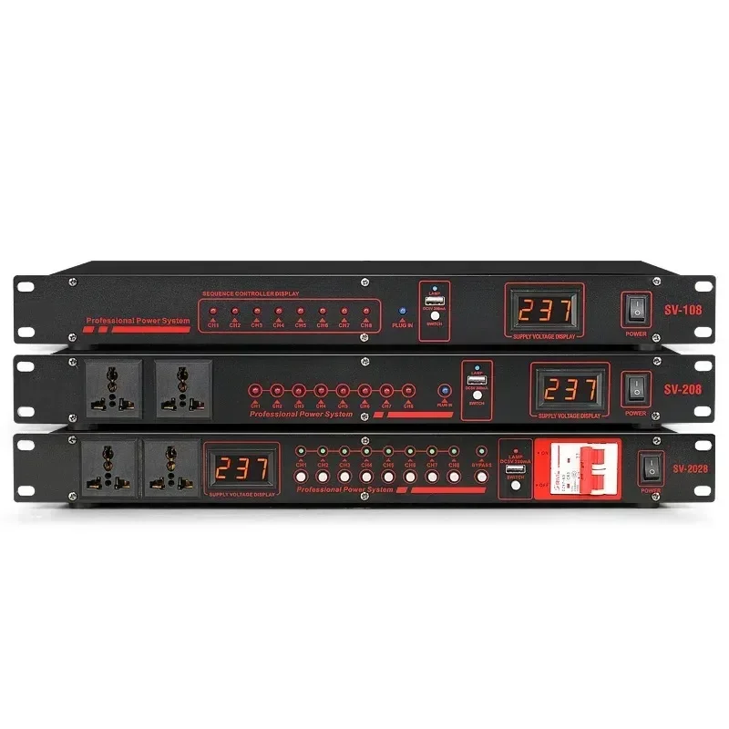 

Professional 10-way power sequencer, stage high-power controller, socket intelligent sequence manager
