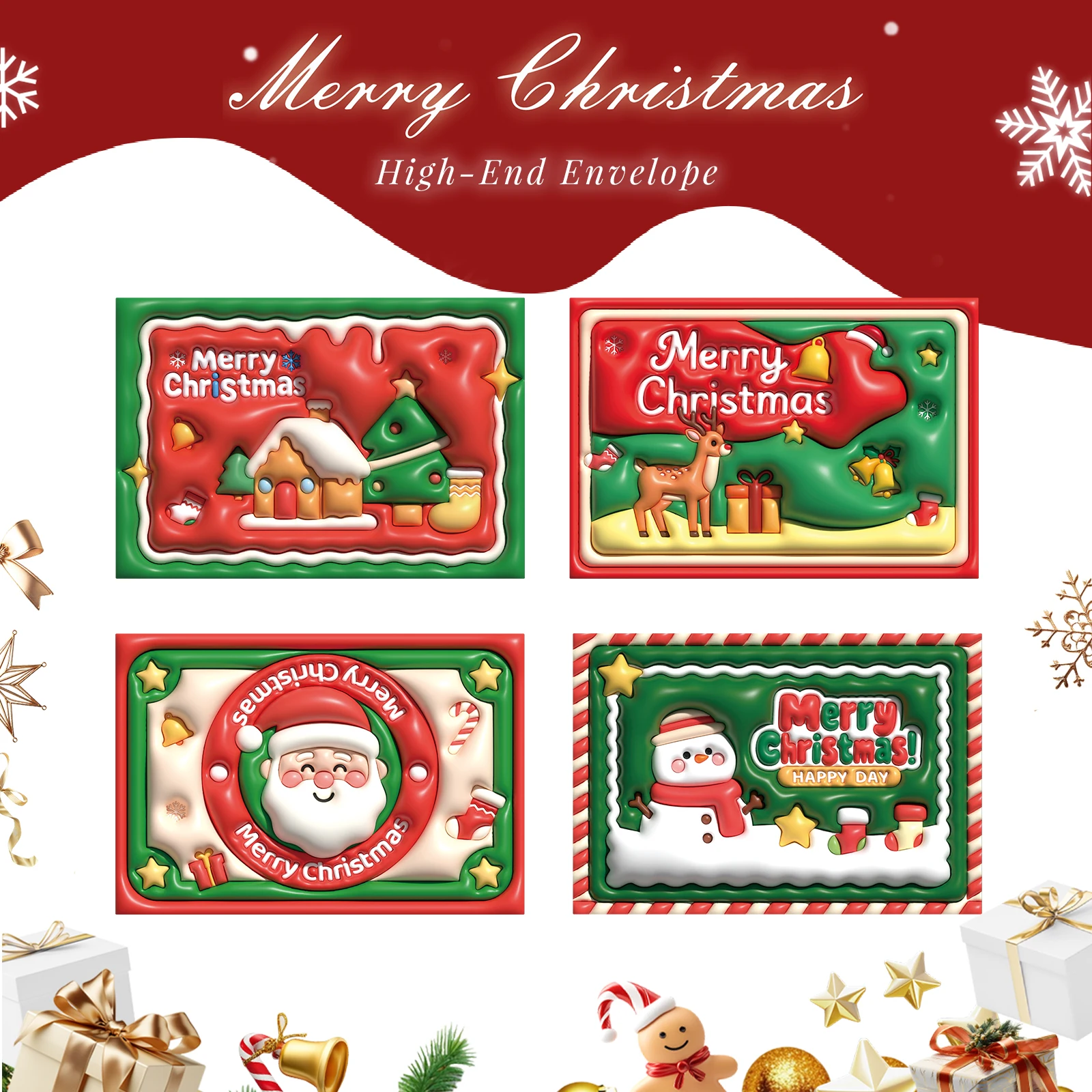 Festliches Weihnachts-Briefpapier-Set – Grußkarten mit Umschlägen, kreative Weihnachtsgeschenke für handgeschriebene Segen und Urlaubsparty