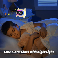 ABLN-Kids Alarm Clock,Cute Cat Alarm Clock With Night Lights,Children's Sleep Trainer,Light Clock For Boys Girls Gifts