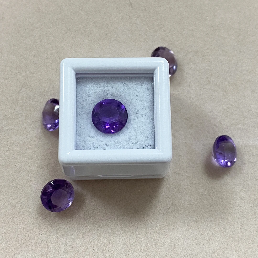 Améthyste brésilienne naturelle, pierres précieuses rondes violettes royales, vente en gros d'usine ​ pour la fabrication de bijoux en pierre spirituelle, bague, boucle d'oreille, collier