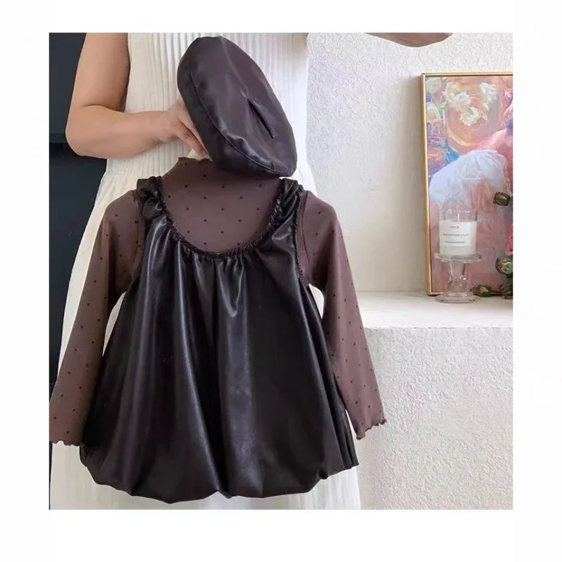 

Baby Girl Floral Skirt Dress New Style Children's Fashionable Retro Polka Dot Base Three-Piece Set31085