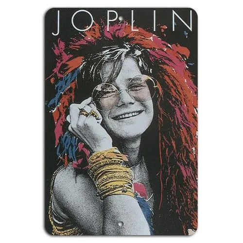 Placa de metal vintage clássica Janis Joplin -alumínio