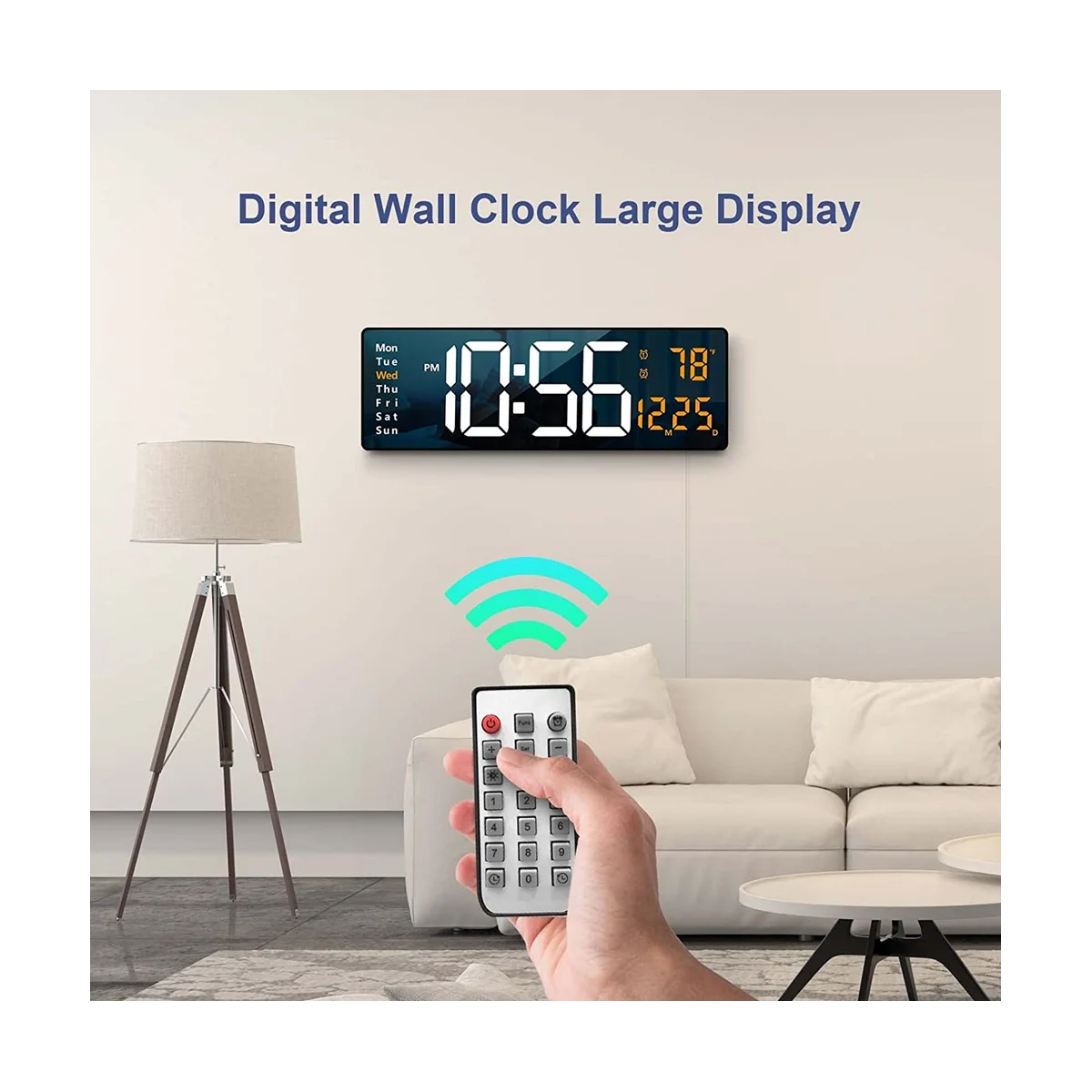LED ساعة الحائط الرقمية مع جهاز التحكم عن بعد ، الجدول المنبه ، باهتة التلقائي ، التاريخ ومؤقت الأسبوع ، 13in ، عرض كبير