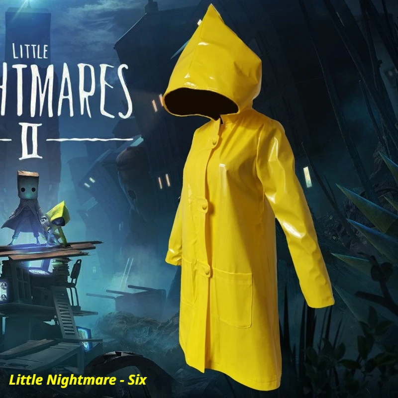 

Little Nightmares 2 Six Cosplay Costume Yellow Hooded Waterproof Raincoat Halloween Horror Role Playing Outfit For Adult Party