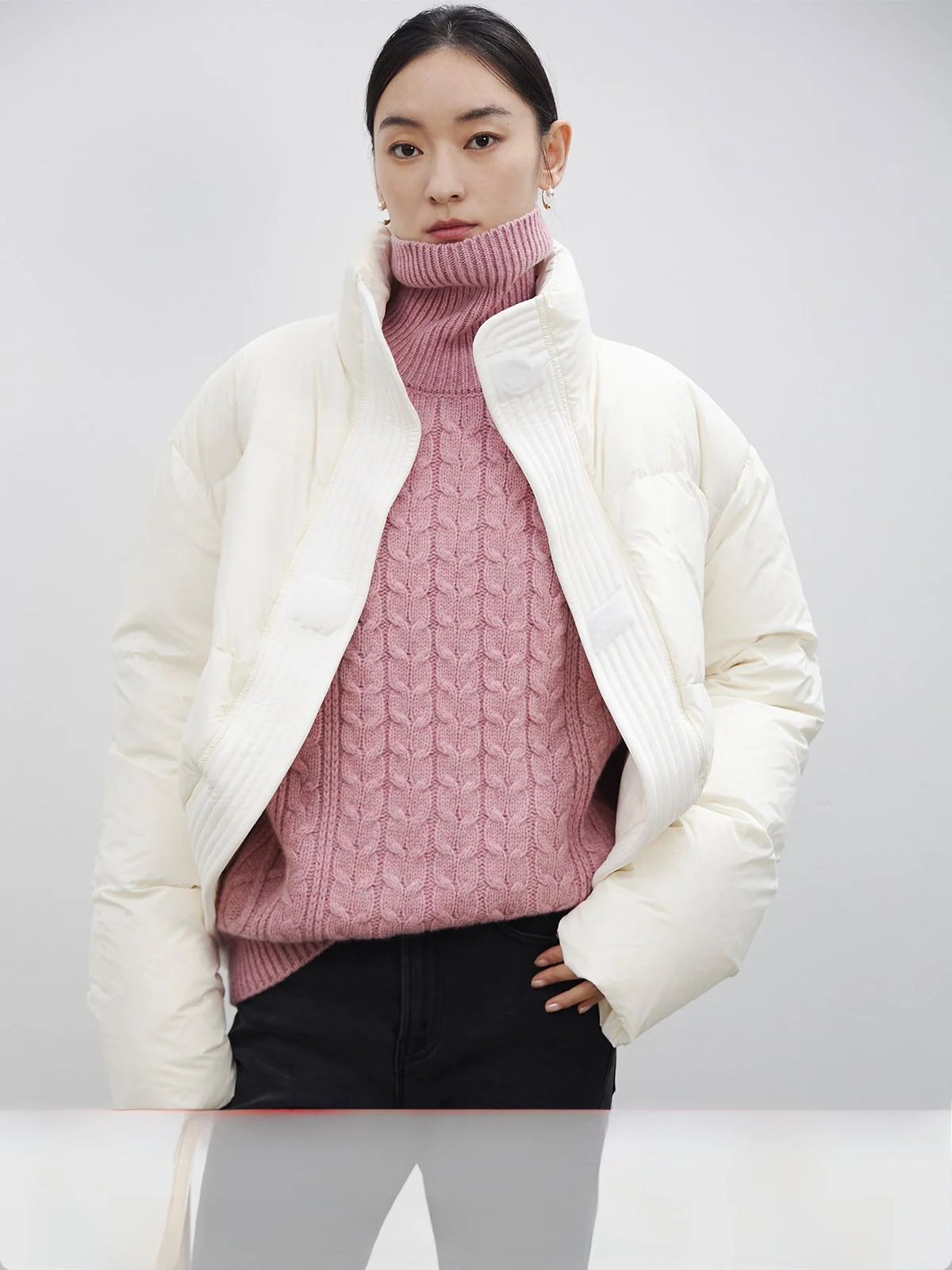 

XUS 90 White Du down ort Puffer Jaet Outerwear Commute Sle Slim Fit 2023 Winter Season Pure Color Design