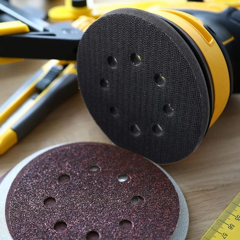 MAKE-10 Pcs Soft Density Interface Pads 5Inch 8 Holes Hook And Loop Sponge Cushion Buffer Backing Pad Sanding Interface Pad