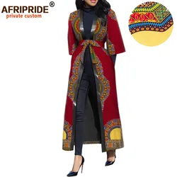 2024 nuovo arrivo cappotto Casual in cera africana per le donne AFRIPRIDE cappotto da donna alla caviglia con maniche a tre quarti con telai A1824009