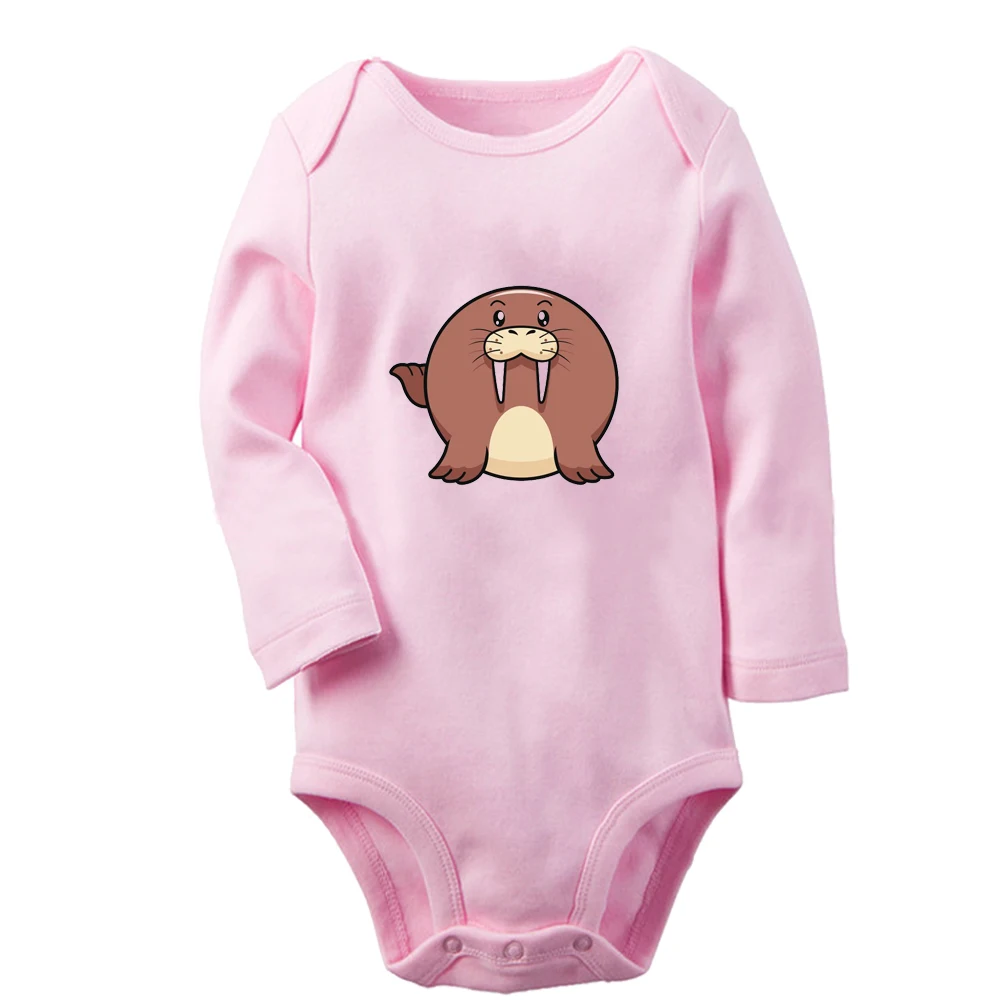 

iDzn NEW Animal Little Walrus Cute Baby Rompers Boys Girls Fun Print Bodysuit Infant Long Sleeves Jumpsuit Kids Soft Clothes