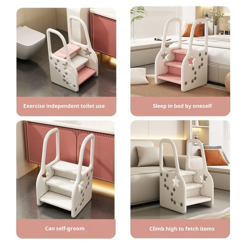Kids Foldable Step Stool Ladder Adjustable Height Anti Slip Stable Sink Reach Brush Teeth Potty Training Learning Tower Portable image 4