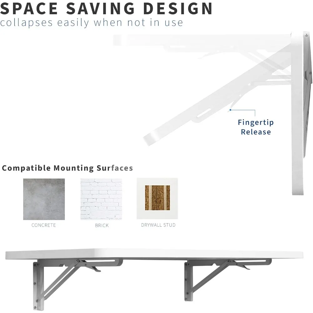للطي 43 بوصة الحائط منضدة قابل للتعديل بين قوسين الأبيض أضعاف بعيدا الجدول محطة العمل الرف مكتب تخزين الحل