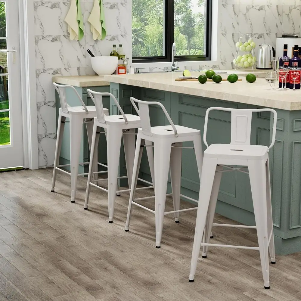 Metal Bar Stools Set o 4 Barstools Counter Height Bar Stools with Back Industrial Bar Stool Indoor Counter Stool Kitchen Island view 3