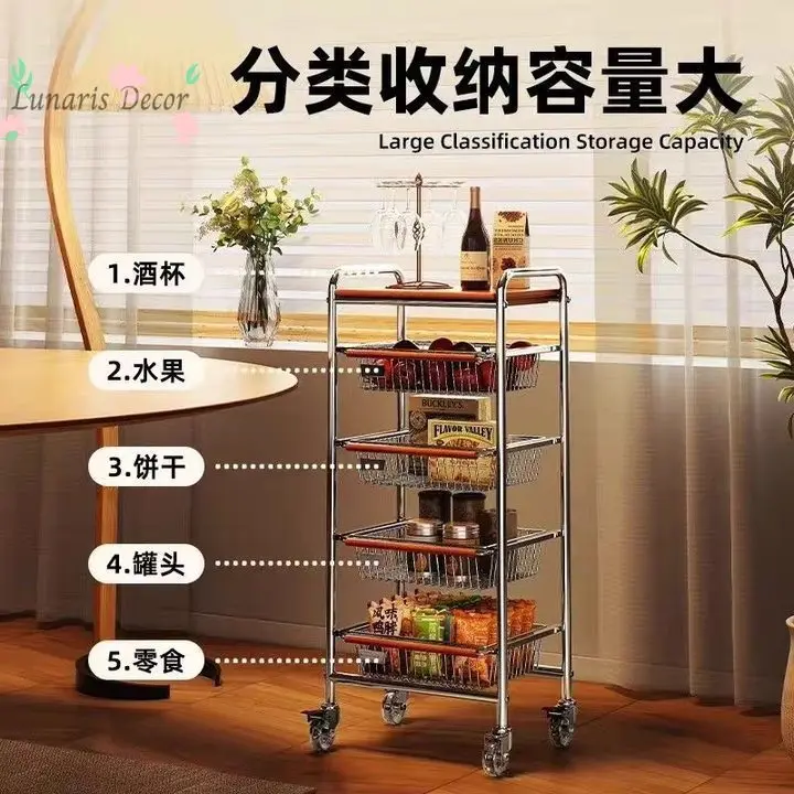 Snack storage trolley rack antique crevice kitchen storage rack living room sofa