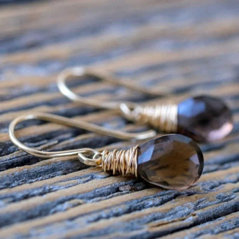 

Huajie Smoked Quartz Earrings for Women Light Bulb Design Wild Party Gifts Ear Fashion Jewelry