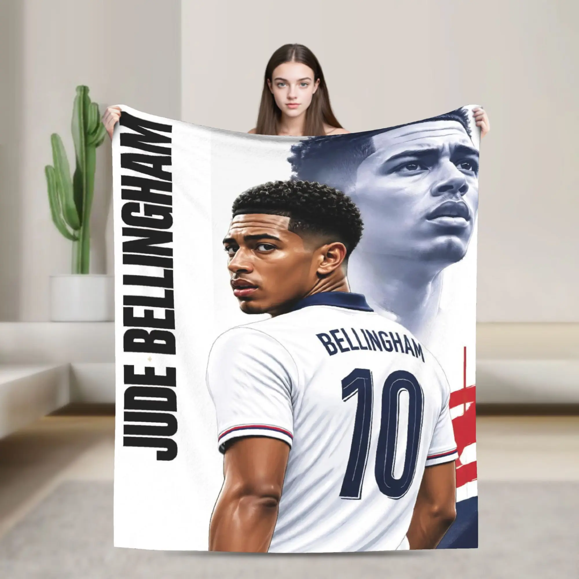 Bellinghams Blankets Fleece Decoration Soccer Football Portable Ultra-Soft Throw Blanket for Sofa Couch Plush Thin Quilt