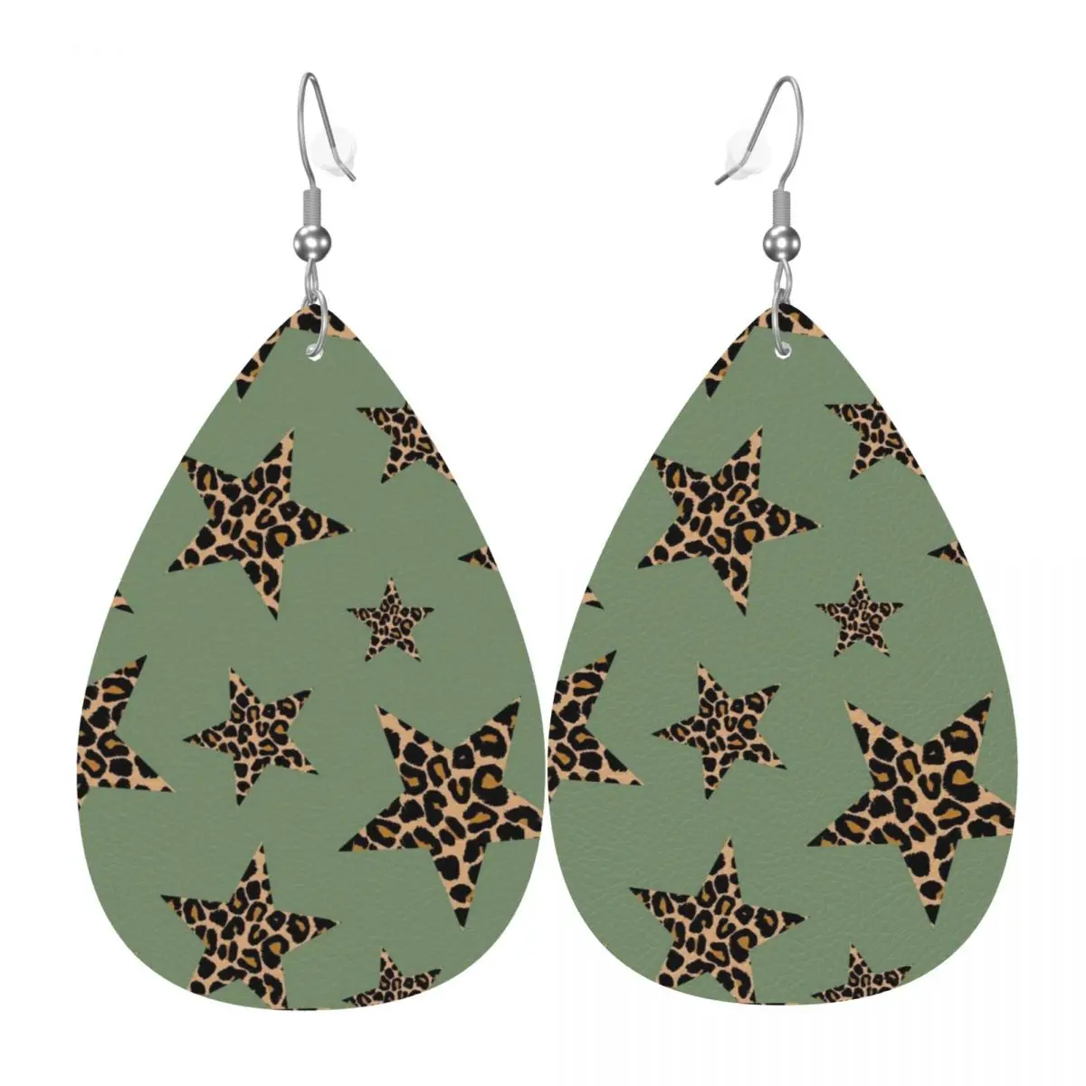 

Custom Drop Dangle Earrings Leopard Print Colorful Leather Teardrop Earrings PVC Leather for Gifts Dainty Jewelry