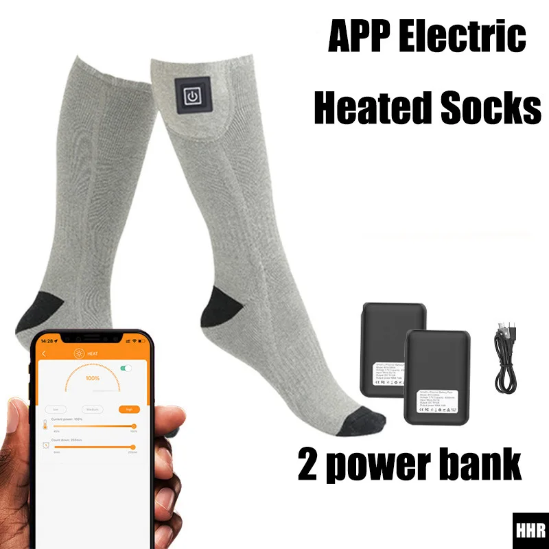 Smart App Control Heated Socks 5000mAh Rechargeable Electric Thermal Socks for Men Women Winter Outdoor Sports Hiking Bike Ski