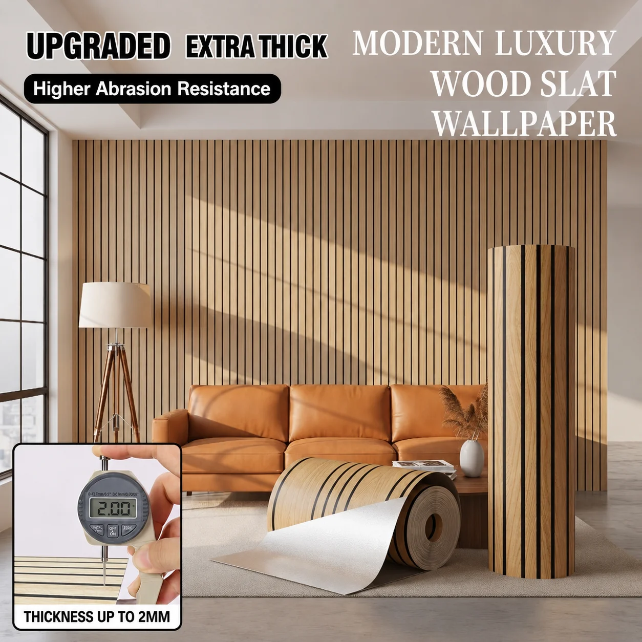 Thick Brown Grid Peel and Stick Wallpaper Faux Plaid Design Waterproof Moisture-Proof for Walls Ceilings Home Decor