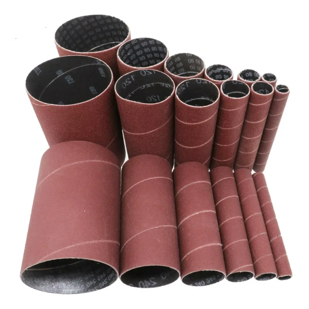 6Pcs Sanding Drum Set Spindle Sanding Sleeves Roll Oscillating Sander 80/120/240 Grit Paper Aluminum Oxide Sandpaper Polishing