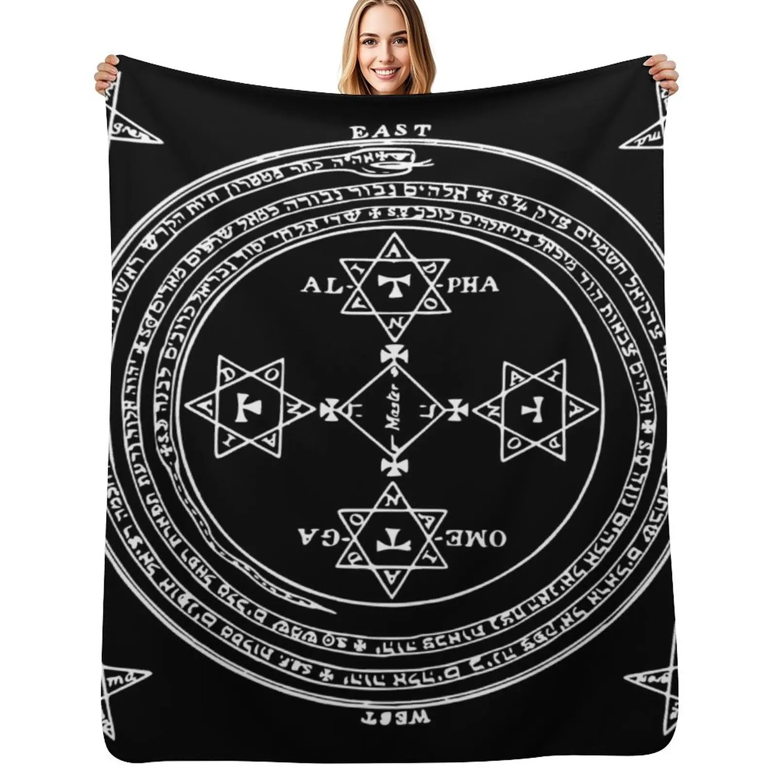 SUMMONING CIRCLE - WHITE / BLACK Throw Blanket Luxury Throw Summer Thins Picnic Bed for winter Blankets