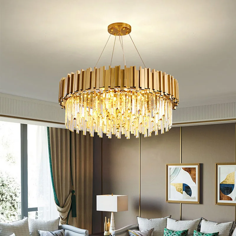 

2024 New Light Luxury European Restaurant Chandelier Modern Simple Living Room Lamp High-end Villa Crystal Lamp Bedroom Lamps