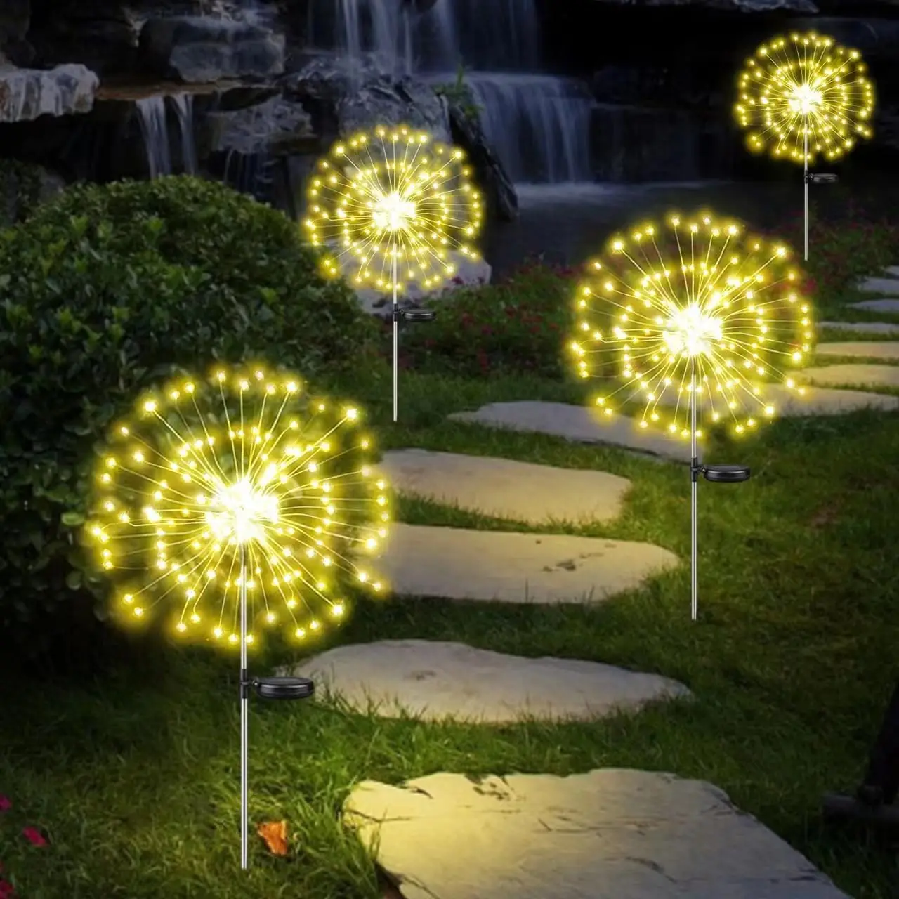 Imagem -06 - Outdoor Solar Powered Jardim Lights Firework Impermeável Exterior Sparkler Light Quintal Decoração Modos 200 Leds Pack