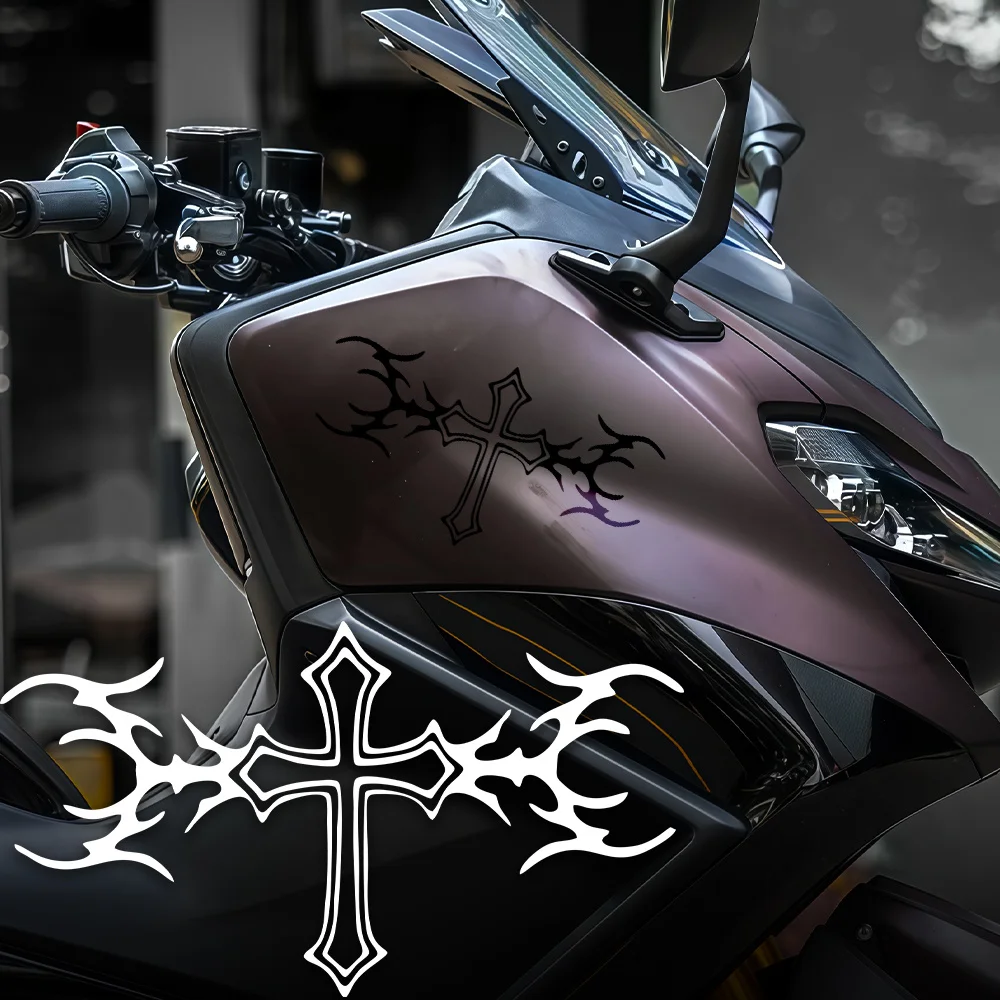 

1PC Flame Cross Waterproof Self-adhesive Vinyl Sticker for Car Motorcycle Bike Helmet Laptop Decor