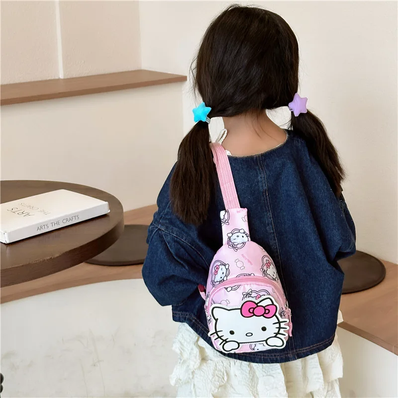 Sanrio-mochila de Hello Kitty Cinnamoroll para niños, bolso de hombro de dibujos animados, bolsos de pecho, bandolera de viaje, regalo de Navidad,