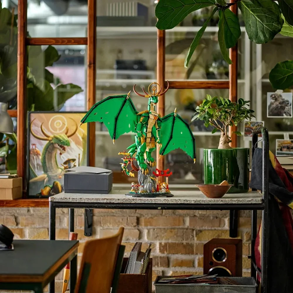 2025 new creative series 1650pcs Patron Saint dragon green flying Dragon model building blocks puzzle assembly toy birthday gift